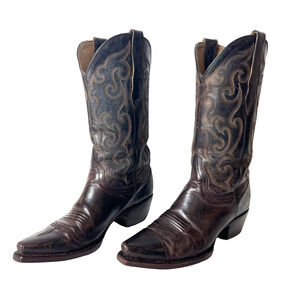 Cavenders Women's Size 7 B burnished brown leather snip toe cowboy western boots